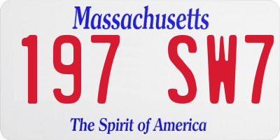MA license plate 197SW7