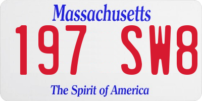 MA license plate 197SW8