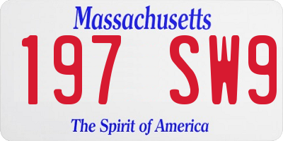 MA license plate 197SW9