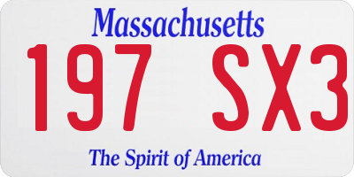 MA license plate 197SX3