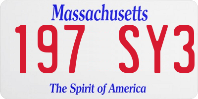 MA license plate 197SY3