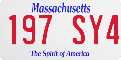 MA license plate 197SY4