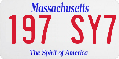 MA license plate 197SY7