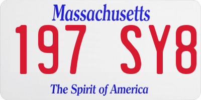 MA license plate 197SY8