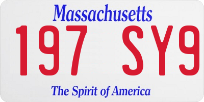 MA license plate 197SY9