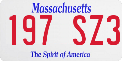 MA license plate 197SZ3