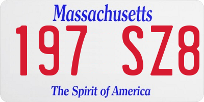 MA license plate 197SZ8