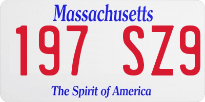 MA license plate 197SZ9