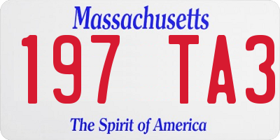 MA license plate 197TA3
