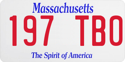 MA license plate 197TB0