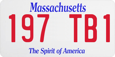 MA license plate 197TB1