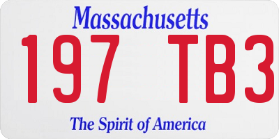 MA license plate 197TB3