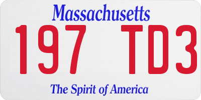 MA license plate 197TD3