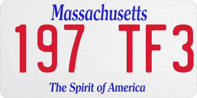 MA license plate 197TF3