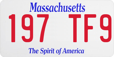 MA license plate 197TF9
