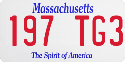 MA license plate 197TG3