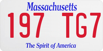 MA license plate 197TG7