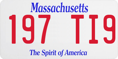 MA license plate 197TI9
