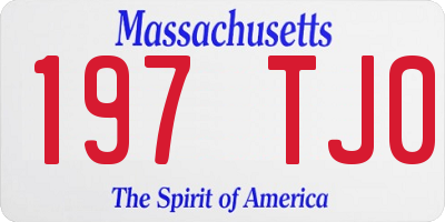 MA license plate 197TJ0