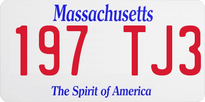 MA license plate 197TJ3