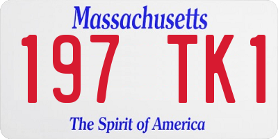 MA license plate 197TK1