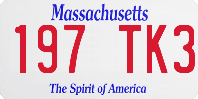 MA license plate 197TK3