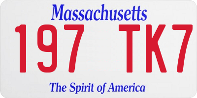 MA license plate 197TK7