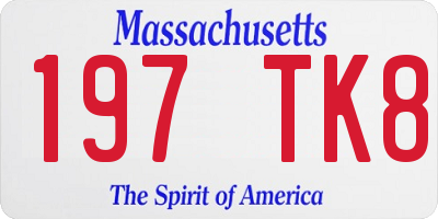 MA license plate 197TK8