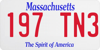 MA license plate 197TN3