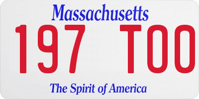MA license plate 197TO0