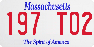 MA license plate 197TO2