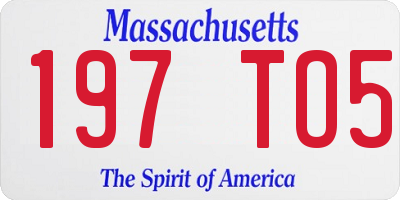 MA license plate 197TO5