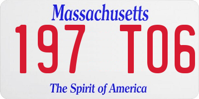 MA license plate 197TO6