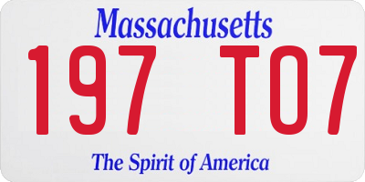 MA license plate 197TO7