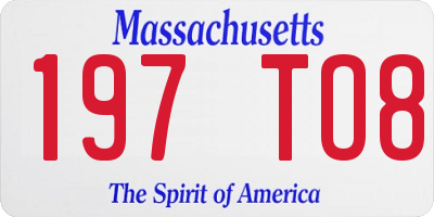 MA license plate 197TO8