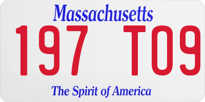 MA license plate 197TO9