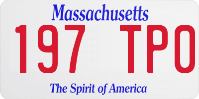 MA license plate 197TP0