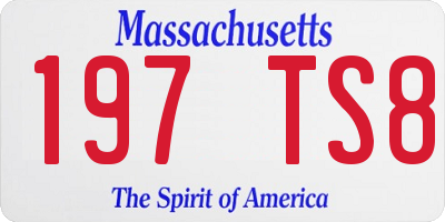 MA license plate 197TS8