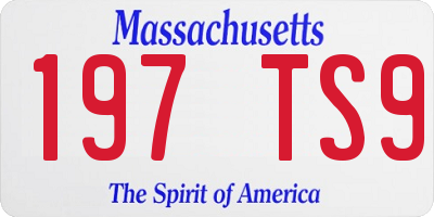 MA license plate 197TS9