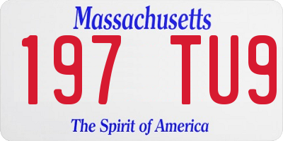 MA license plate 197TU9