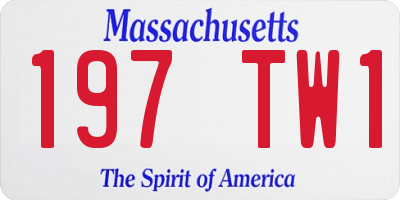 MA license plate 197TW1
