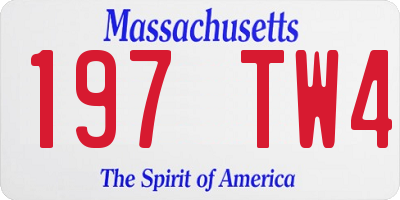 MA license plate 197TW4