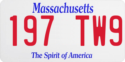 MA license plate 197TW9