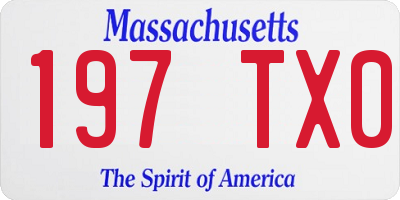MA license plate 197TX0