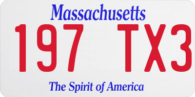 MA license plate 197TX3