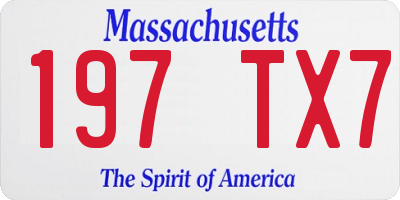 MA license plate 197TX7