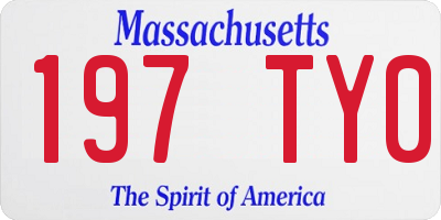 MA license plate 197TY0