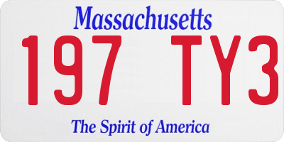 MA license plate 197TY3