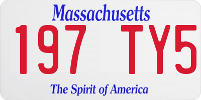 MA license plate 197TY5