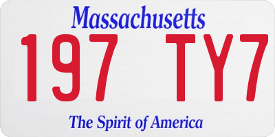MA license plate 197TY7